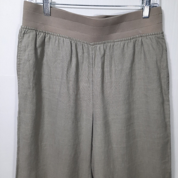 Soft Surroundings Wide Leg Pants Size Small Light Olive Green 100% Linen Pull On - Picture 3 of 14